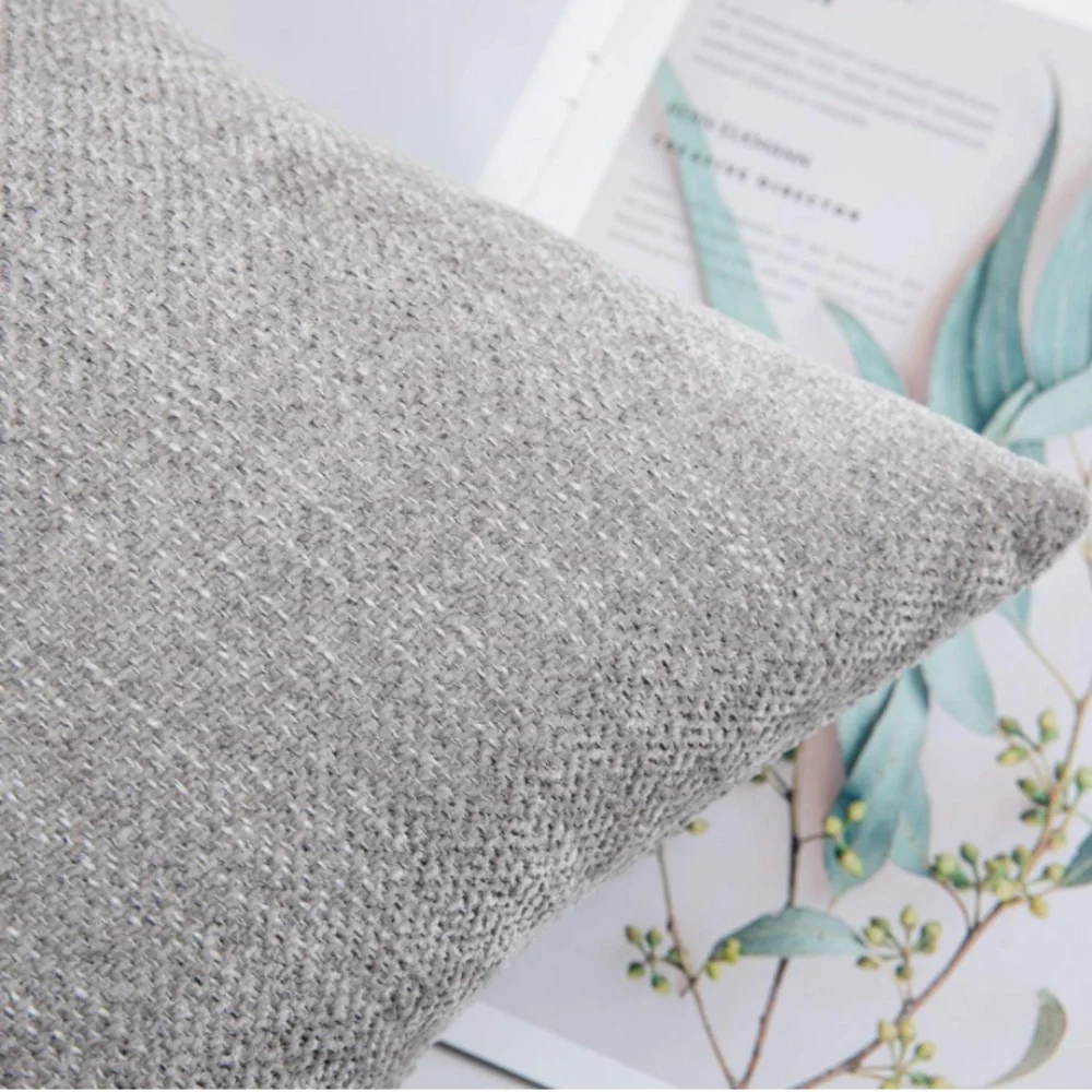 Luxury Home | Rustic Farmhouse Light Grey Thick Chenille Throw Pillow Covers